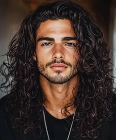 Mens Curly Long Hairstyles Long Curly Hair Men, Long Hai, Curly Hair Men, Long Curly, Long Curly Hair, Long Hair Styles Men, Night Looks, Dream Guy, Mens Hairstyles