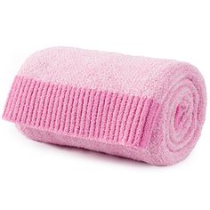 a rolled up pink towel on a white background