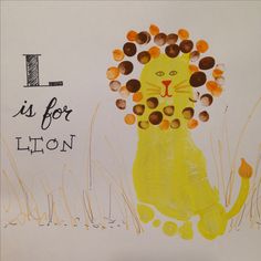 a child's drawing of a lion with the words i is for lion on it