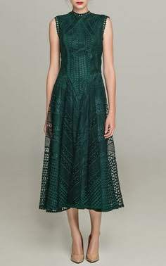 Costarellos Dresses, Formal Midi Dress Classy, Costarellos Dress, Midi Dress A Line, Sukienki Maksi, Backless Midi Dress, Guipure Lace, Green Midi Dress, Lace Midi