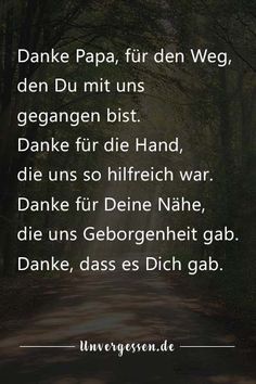 a road with trees and the words, danke paa, fur den weg,