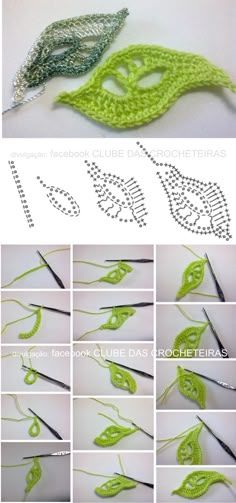 the instructions for crocheted leaves are shown