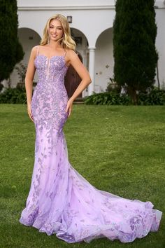 Indulge in pure romance and elegance with the Portia & Scarlett PS24295 dress. Crafted with exquisite detail and delicate lace, this masterpiece exudes femininity and ethereal charm. Perfect for special occasions, embrace your inner romantic and make a statement in this modern-day princess gown. Applique Prom Dress, Lilac Prom Dresses, Portia And Scarlett, Prom Dresses Long Lace, Prom Dresses Gowns, Lace Prom Dress, Prom Designs, Designer Prom Dresses, Long White Dress