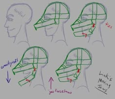 the drawing shows how to draw heads with different angles