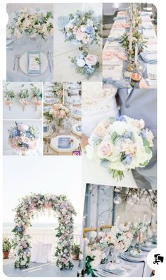 a collage of photos with flowers and candles