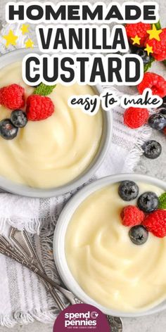 two bowls filled with yogurt and berries