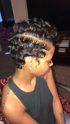 xbrattt 🦋💦💕 Finger Waves, Hair Laid, Black Hairstyles, Pixie Bob, Short Natural Hair Styles, Short Styles