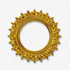 an ornate gold frame on a white background with clippings to the side for text