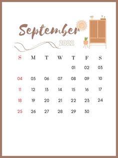 a calendar with the word september on it