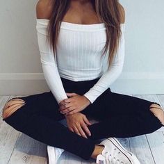 Sunshine Pop Long Sleeved Bardot Top #FashionTrendsGrunge Outfit Goals, Kettlebell, Outfits Casuales, Outfits For Teens, Teen Fashion, Look Fashion