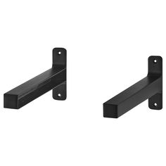 two black metal brackets are shown against a white background and one is facing the opposite direction