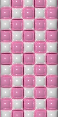 pink and white tiles are arranged in rows