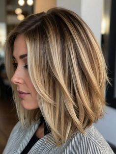 The Ultimate Bob Haircut Lookbook A Line Shoulder Length Bob, Lob Haircut Angled, Short To Mid Length Hair With Layers, Shaggy Lob Side Part, Mid 50's Hairstyles, Thick Long Bob Haircut, Shoulder Hair Balayage, Shoulder Hairstyle Women Layers, Cute Short Mom Haircuts