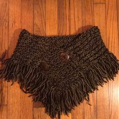 This Is Warm Cozy Knitted Neck Scarf With Two Brown Stationary Buttons. Fits Loosely Around Your Neck Like A Shawl Collar. Never Worn. Bought At A Craft/Home Show. Brown Stationary, Craft Home, A Craft, Neck Scarf, Cozy Knits, Neck Scarves, Shawl Collar, Scarf Shawl, Warm And Cozy