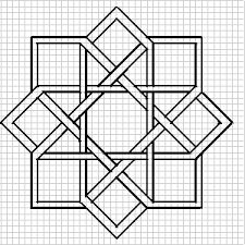 an intricate design with squares and rectangles in the middle, on graph paper