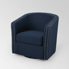 a blue chair with white stitching on it