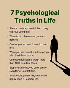 a man standing in front of a sign that says, 7 psychological truths in life