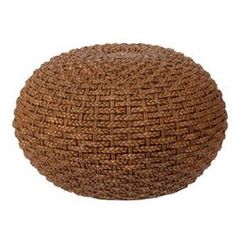 a brown woven poufce on a white background