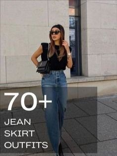 #Winteroutfit #fashion #fashionista #outfits #outfitoftheday #outfitstyle #outfitideasforwomen #outfitidea #outfits4school #midiskirtoutfits #mididenimskirtoutfit #winterOutfitmidiskirt #1 Street Style Denim Skirt, Denim Night Out Outfit, Edgy Summer Outfits Street Style, Jean Skirt Outfits Summer, Douyin Aesthetic, Long Jean Skirt Outfits, Jean Skirt Outfit, Skirt Outfits With Boots