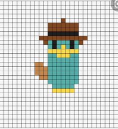 a pixellated image of a man with a hat and glasses on his head, in the middle of a cross stitch pattern