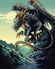 an image of a dragon on the water