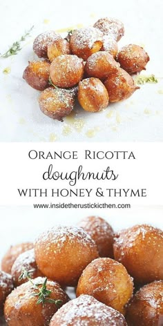 orange ricotta doughnuts with honey and thyme are the perfect dessert to eat