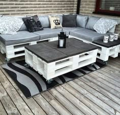 a couch and table made out of pallets