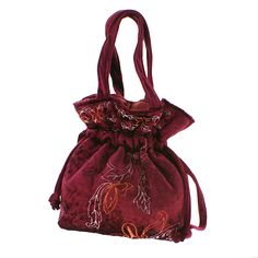 Drawstring bag. the handbag also has ears for carrying the handbag in the hand. The handbag is luxurious for company, for a party among friends. It is unique hand-sewn. The bag has 3 to 4 layers. It is always reinforced with felt, which beautifully holds the shape of the handbag. It has a lining and an upper decorative fabric material. the height of the handbag without the handle is 9,05 inhes. With ears 14,56 inches. It is  10,62 inches wide. The bottom of the bag is 3,93 inches. The handbag is Elegant Handmade Handheld Bucket Bag, Elegant Handheld Handmade Bucket Bag, Elegant Red Potli Bag For Evening, Velvet Pouch Bag As Gift, Velvet Pouch Bag For Gifts, Velvet Pouch Bag For Gift, Velvet Evening Bag As A Gift, Embroidered Velvet Bag Perfect For Gifts, Embroidered Velvet Bag For Gifts