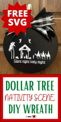 dollar tree nativity scene diy wreath with free svg