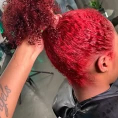 Red Hair On Natural Hair, Dyed Natural Hair For Black Women Red, Red Hair Natural Black Women, Red Hair Color Black Women, Red Dyed Hair Ideas, Red Hair Color Dye, Red Curly Hair Black Women