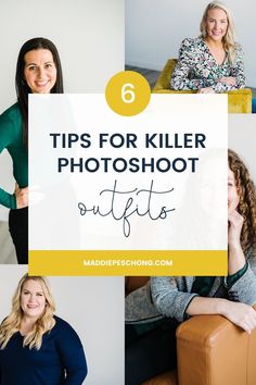 four women sitting in chairs with the words tips for killer photoshoot