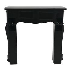 a black console table with two drawers on one end and an open drawer at the top