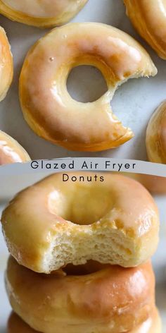 glazed air fryer donuts stacked on top of each other