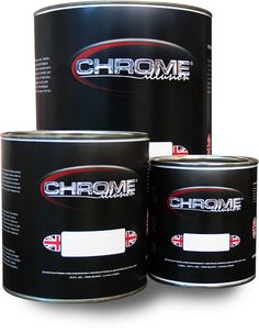 three cans of chrome are stacked on top of each other