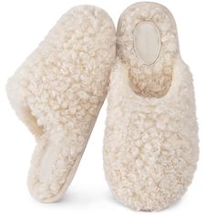 PRICES MAY VARY. CHIC & ELEGANT DESIGN: The incredibly fluffy curled hair adds a stylish touch to our slippers. The slip-on design increases ease of wearing.They are suitable for all seasons and go well with your various outfit styles COMFORTABLE MATERIALS: Soft curly faux wool upper with faux shearling lining, this slipper can keep your feet warm and comfortable. The lining material also has the effect of absorbing moisture, which makes your feet dry HIGH-DENSITY MEMORY FOAM: For all-day comfor Womens Fuzzy Slippers, Cozy House Slippers, House Slippers Aesthetic, Fluffy Curled Hair, White Fluffy Slippers, Office Slippers, Slippers Bridesmaid, Slippers Aesthetic