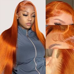 ??Ginger Orange 13¡Á4 Straight Lace Frontal Wig Pre Plucked Hairline With Gifts Ginger Lace Front Wig, Orange Wig, Hair Ginger, Straight Lace Front Wig, Natural Wigs, Wig Human Hair, Colored Wigs, Straight Lace Front Wigs, Front Lace Wigs Human Hair