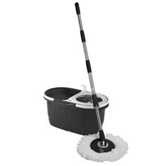 a mop and bucket on a white background