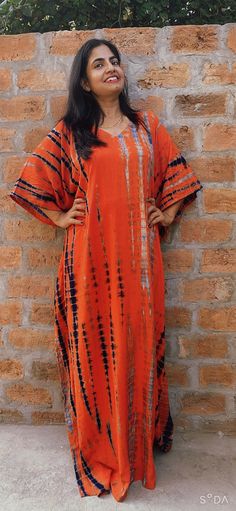 RAYON kaftan Hand tie dyed caftan Kaftan maxi dress | Etsy Free Size Batik Print Maxi Dress, Hand Dyed Maxi Dress For Festival, Hand Dyed Maxi Dress, Spring Batik Print Maxi Length Kaftan, Tie Dye Batik Print Maxi Dress, Casual Orange Maxi Length Kaftan, Free Size Batik Print Kaftan, Long Tie Dye Free Size Kaftan, Tie Dye Long Kaftan Free Size