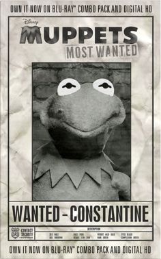 the muppets most wanted poster is shown in this black and white photo,