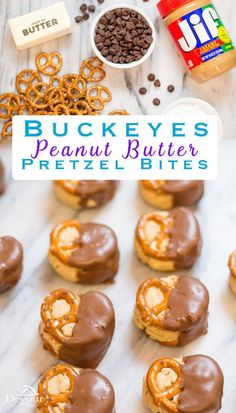 peanut butter pretzel bites with chocolate on top