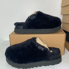 Ugg Fuzz Sugar Slide Size-9 Black No Box Authentic Holiday Boots, Tall Uggs, Calf High Boots, Chestnut Uggs, Ugg Tasman Slippers, Sequin Boots, Star Boots, Ugg Classic Ultra Mini, Tall Brown Boots