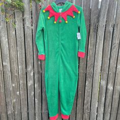 Pj Couture Fleece Zip Up Pajamas Hooded Elf Theme Holiday Christmas Ladies Size Large Green Elf, Suit Green, Elf Christmas, Christmas Elf, Holiday Christmas, Women's Intimates, Elf, Christmas Holidays, Zip Ups