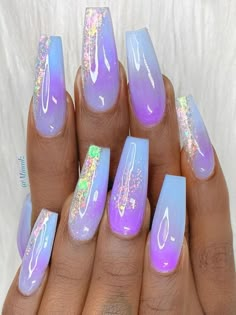 Unicorn Nails Designs, Dark Spring, Unicorn Nail Art, Cotton Candy Nails, Nails Dark, Purple Acrylic Nails, Latest Nail Trends, Nails Cute