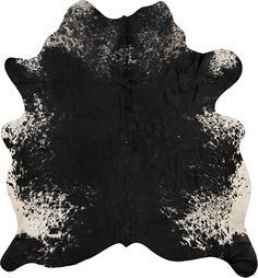 a black and white cowhide rug