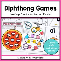 Diphthongs Games: Second Grade No-Prep Phonics - learning-at-the-primary-pond Small Group Activities Second Grade, Second Grade Learning Games, Academic Games For Kindergarten, Games To Help With Reading, Final Phoneme Games Second Grade, Phonics Game For 2nd Grade, Phonetics Games, The Science Of Reading, Phonics Programs