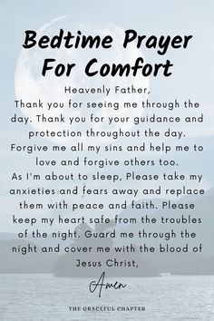 a poem that reads bedtime prayer for comfort