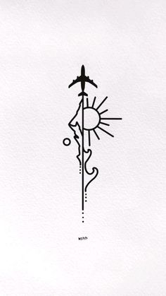 Plane Travel Tattoo Ideas, Sun Ideas Tattoo, Small Travelling Tattoos, Tattoo Designs For Travelers, Traveller Tattoo Designs, Travel Tatoos Ideas Men, Simple Tattoos Travel, Special Tattoos Meanings, Minimalist Travel Tattoo Men