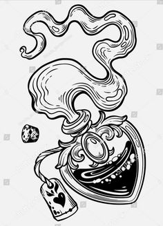 black and white drawing of a teapot with steam coming out