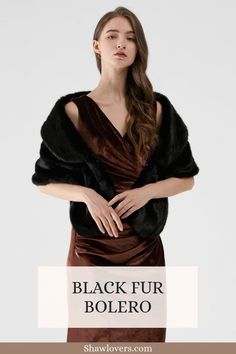 Black Fur Bolero Faux Fur Shawl Wedding, Taupe Wedding, Wedding Shawls