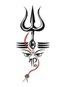 the hindu symbol with eyes and horns on it